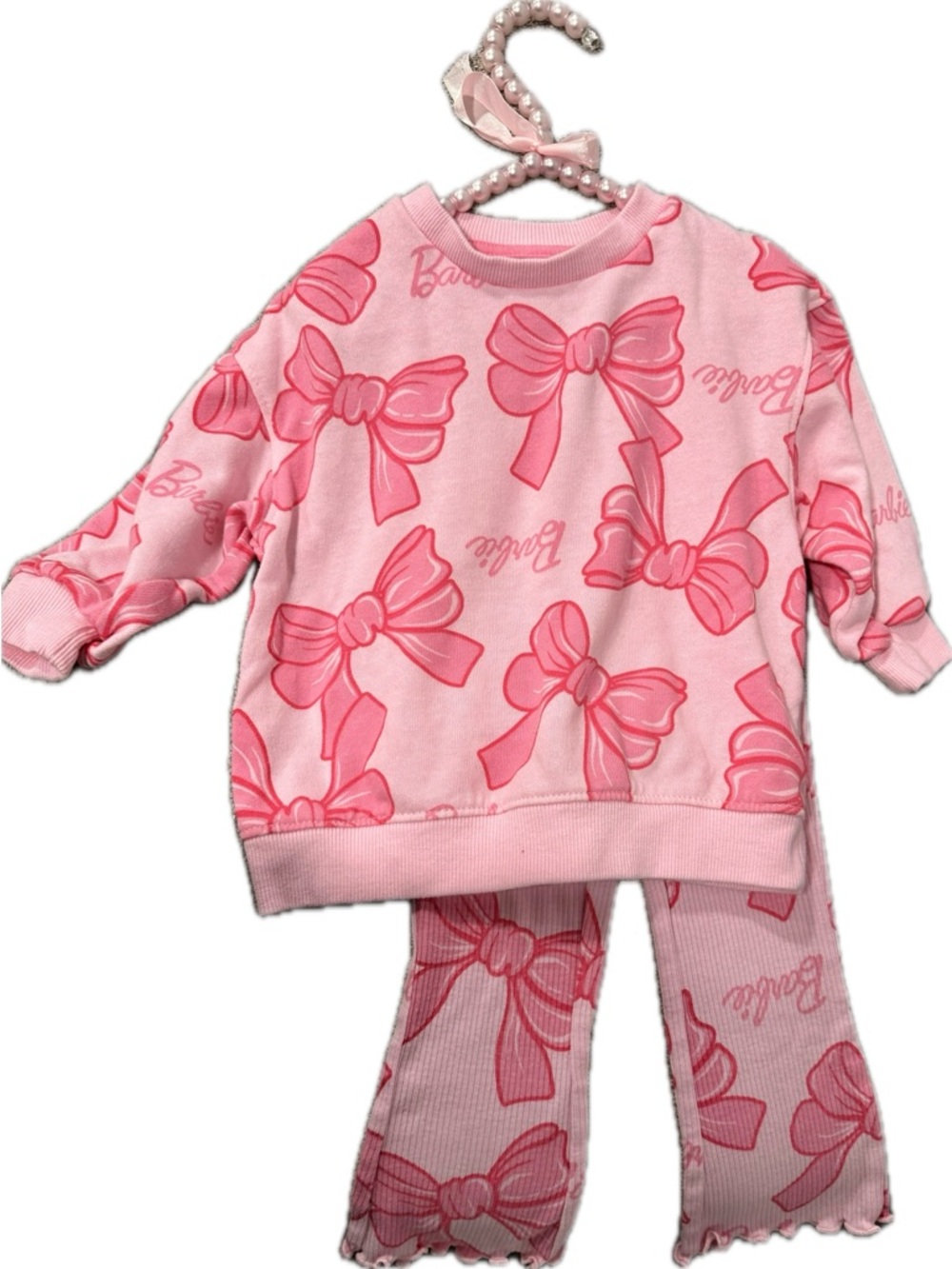 Barbie Light Pink Bow Print Set Size 18Months